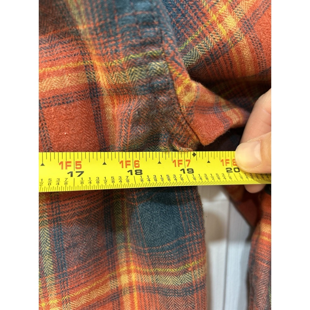 Toad & Co Orange Blue Plaid Flannel Button Up Sz S Long Sleeve Outdoor Gorpcore - Picture 4 of 9